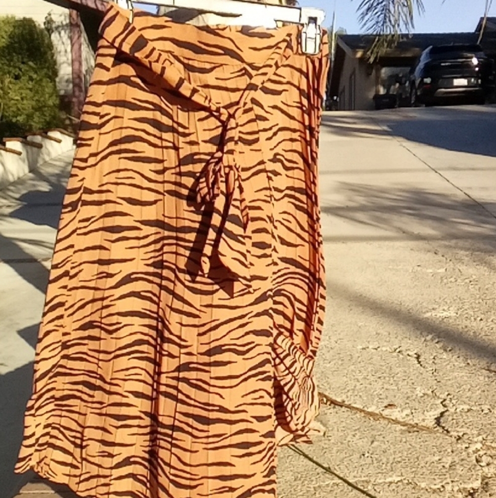 GB Girls Tiger Stripe Midi Skirt in Orange and Black